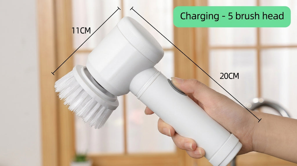 Electric Spin Scrubber With 5 Replaceable Brush Heads